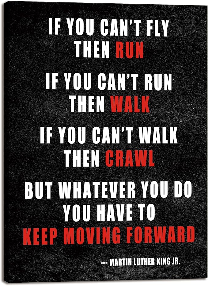 Pyradecor Keep Moving Forward Motivational Classroom Positive Quotes Inspirational Poster Canvas Prints Wall Art for Office Living Room Home Decorations