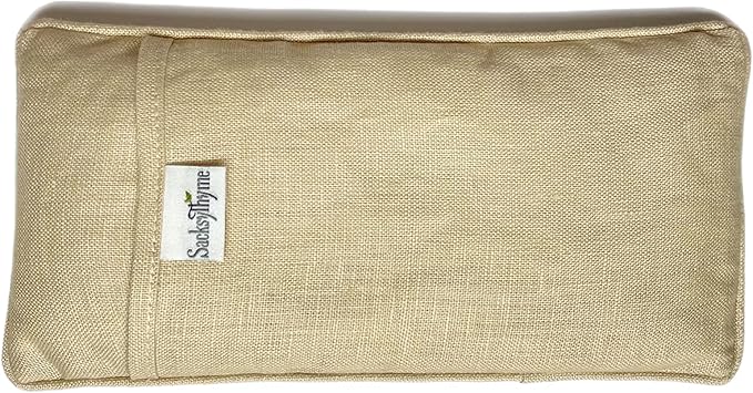 Sacksy Thyme Organic Linen Eye Pillow - Lavender & Flaxseed for Relaxation, Yoga, Stress Relief - Microwavable Heating Pad & Cool Compress - Made in USA - Gifts for Meditation