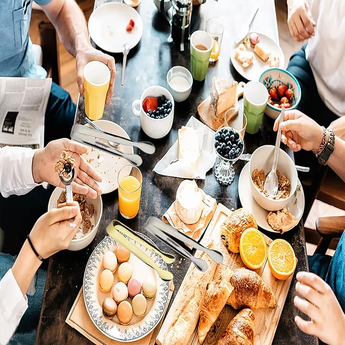 6PCS Ice Tongs Mini Sugar Tongs 4.25Inch Tong for Serving Food Small Serving Tong, Kitchen Tong for Appetizers,Tea Party, Coffee Bar, Desserts by Sunenlyst (Silver and Gold)