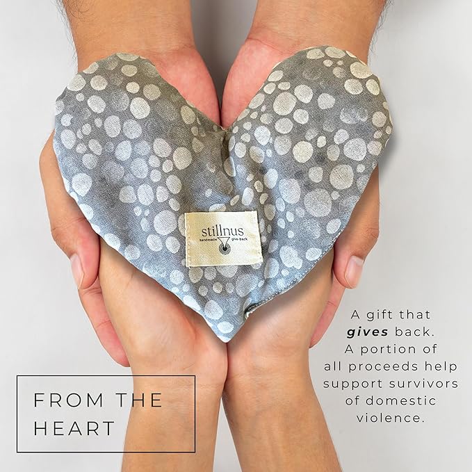 Cooling Eye Pillow with Lavender – Grey Dot Heart Mask for Puffy Eyes, Stress Relief, Sensory Recovery – Meditation & Bedtime Calm Gift Under $40