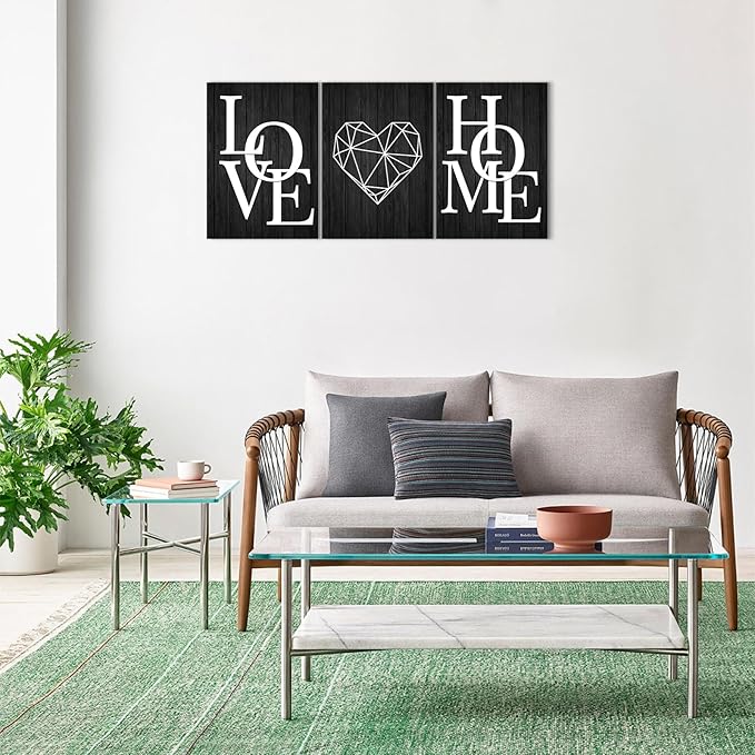 KAWAHONE Home Love Wall Decor- Home Love Poster- Black and White Canvas Painting for Living Room Nordic Decoration Art