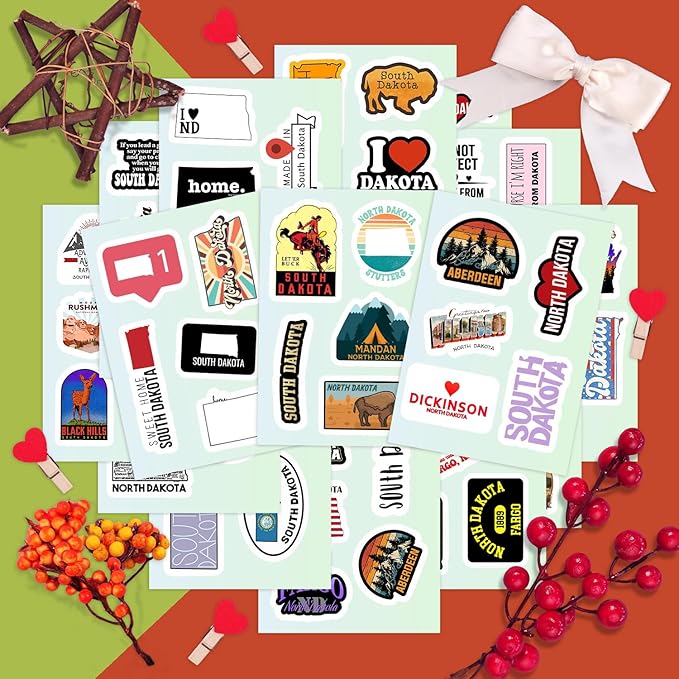 BulbaCraft Dakota Stickers for Water Bottle and Laptop - Dakota Party Favors & Decorations, Waterproof Vinyl Decals, State Pride and Icon Stickers, Gifts for Women & Men