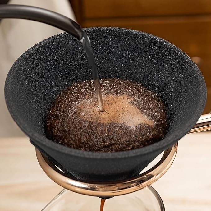 Ceramic Stone Material One-piece Baked Non-porous Tea Strainer - Loose Tea Straining Stepper - Coffee Precision Filter - Good Companion for Teapots (L)