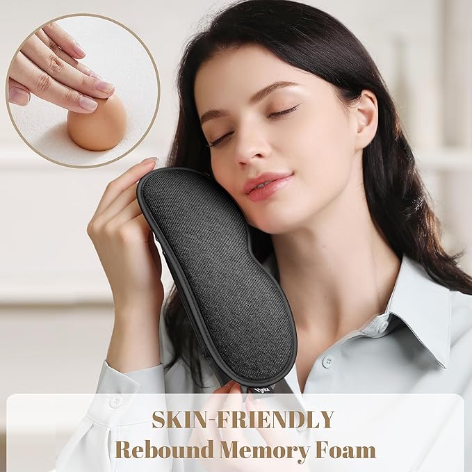 Sleep Mask for Men Women - 100% Blackout Eye Masks for Sleep, Zero Pressure 3D Sleeping Mask, Adjustable Light Blocking Eye Cover Blindfold for Travel, Nap, Night Work, Office - Gray