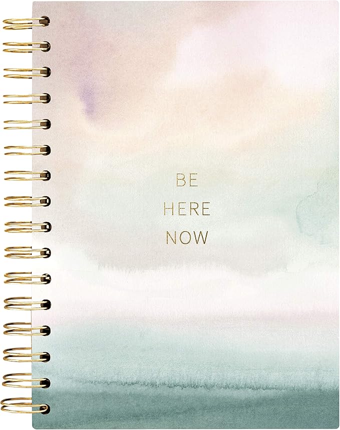 Graphique Hardbound Spiral Journal | Be Here Now Calming Watercolor Design | Premium Paper | Notebook | Diary | Lists | Record Month and Date | Great Gift | 160 Ruled Pages | 6.25” x 8.25”