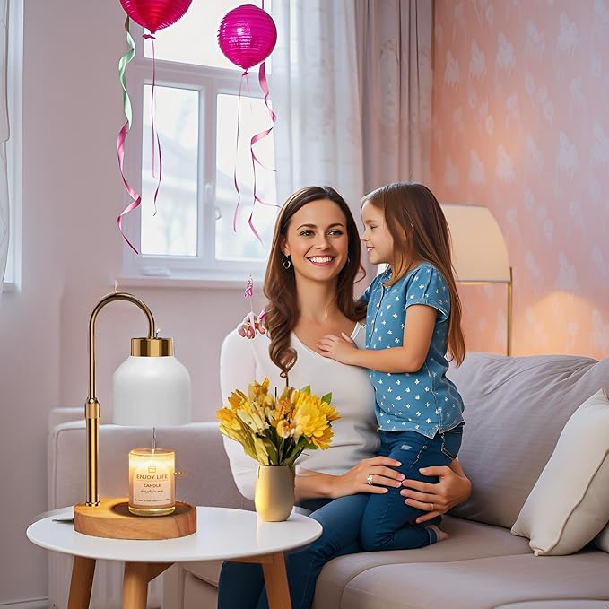 Candle Warmer Lamp with Dimmer Adjustable Height, 2/4/8H Timer,Vintage Home Decor for Scented Jar