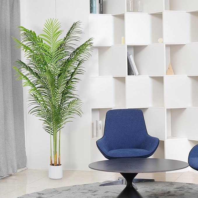 Artificial Palm Tree for Home Decor Indoor 6.6Ft Large Tall Fake Plants Faux Tropical Areca Palm Silk Floor Plant in Pot Living Room Office Garden Decoration Housewarming Gift (2, 6.6 Feet)