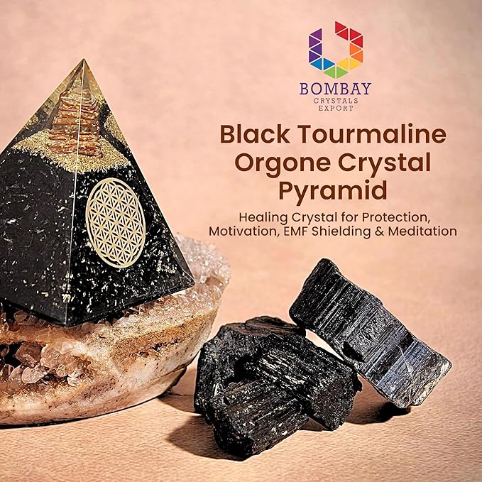 Orgone Black Tourmaline Pyramid – Healing Crystal for Protection, Motivation, EMF Shielding & Meditation – Orgonite Pyramid for Chakra Balancing, Reiki, Spiritual Energy & Positive Vibrations