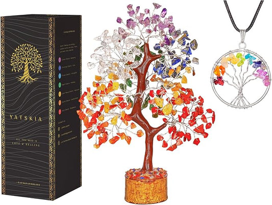YATSKIA 7 Chakra Crystal Tree of Life, Gemstones and Crystals, Crystals Home Office Decor, Birthday Gifts for Women