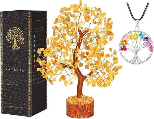 Yellow Aventurine Crystal Tree - Chakra Stones - Crystal Tree of Life - Crystals and Stones - Holistic Gifts for Women - Spiritual Room Decor - Gemstone Tree - Crytals and Gemstones - Good Luck Gifts