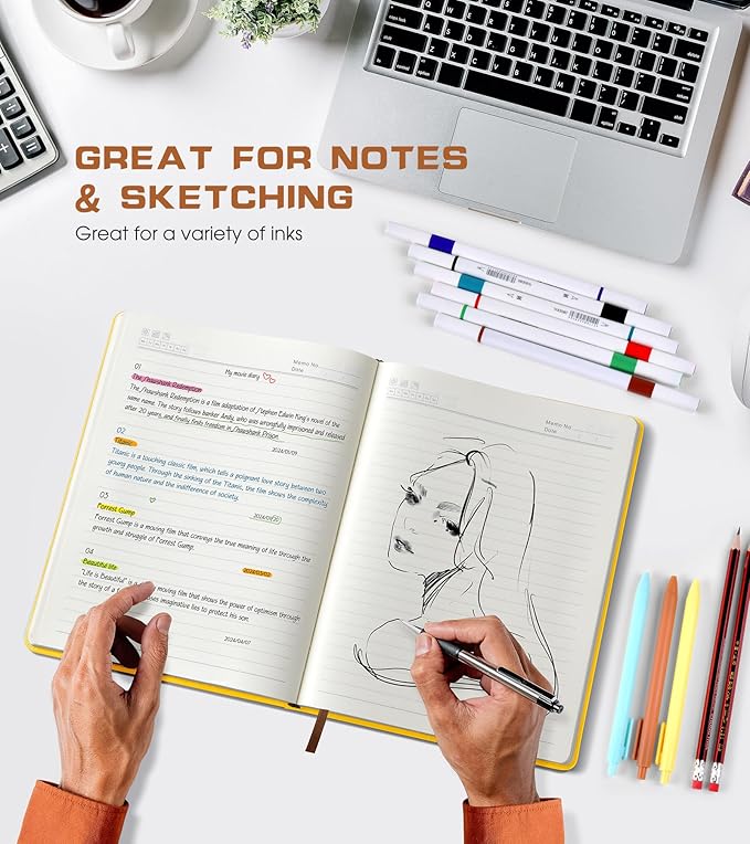 Lined Journal Notebook for Women Men,256 Pages B5 Large Hardcover Leather Journals for Writing,Travel,Business,Work,School,College Ruled Notebooks for Note Taking,Diary Notepad 7.8"×10.2"