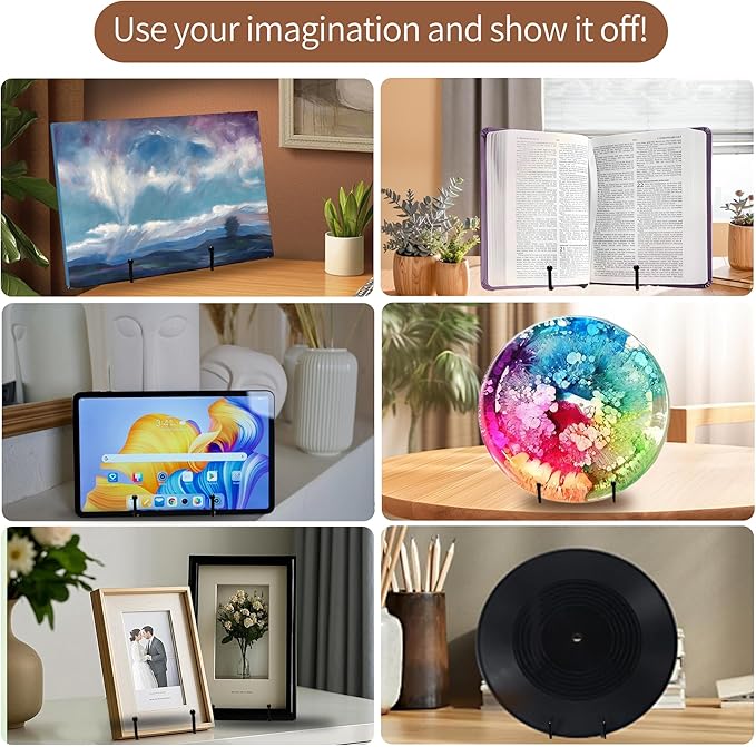 Birity 5PACK 10 Inch Square Black Metal Display Stands Plate Holder Display Stands for Picture, Decorative Plate, Book, Photo Easel, Artistic Work,Decorative Plate,Photo and Platter,Tabletop Art