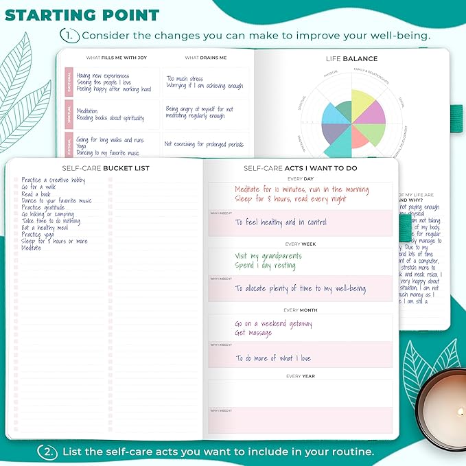 Clever Fox Self-Care Journal – Wellness & Daily Reflection Notebook – Mental Health & Personal Development – Self-Care, Meditation & Mood Journal for Women & Men – Large (Turquoise)