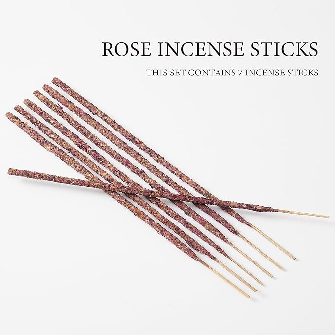 Rose Incense Sticks – Natural Incense Sticks for Meditation, Spiritual Use and Stress Relief Gifts, Handmade for Air Purification