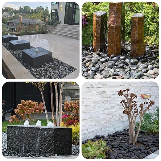 1-2 Inch River Rocks for Landscaping, 40lbs Big Black Pebbles, Hand-Picked Premium Stones for Garden Design, Fish Tank, Flower Pots