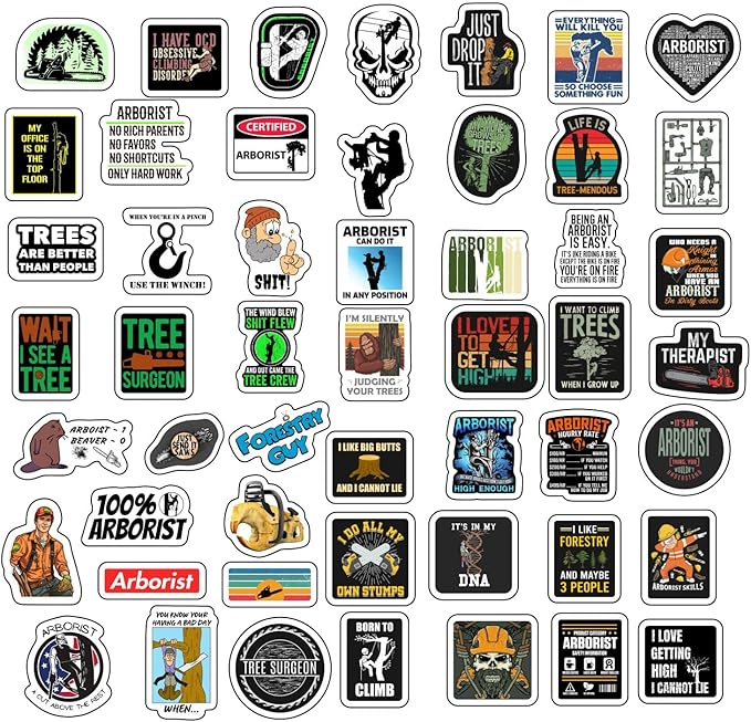 BulbaCraft Arborist Stickers for Water Bottle and Laptop - Nature Party Favors & Decorations, Waterproof Vinyl Tree Decals, Arborist and Forestry Stickers Laptop Decals, Gifts for Women & Men