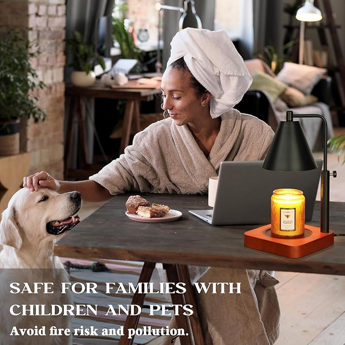 Modern Candle Warmer Lamp with Timer, Black Candle Lamp Warmer for Jar Candles, Birthday Gifts for Men, Dad, Women, Mom, Adjustable Metal Candle Lamp Dimmable, Christmas Gifts, Vintage Home Decor