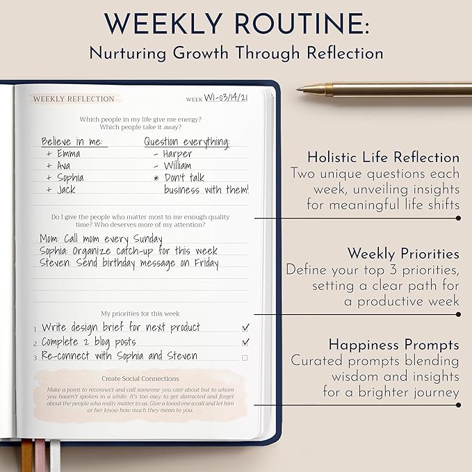 RYVE Daily Journal for Women – 6-Month Guided Gratitude Journal with Prompts, Affirmations, Mindfulness, Self-Reflection & Self-Care