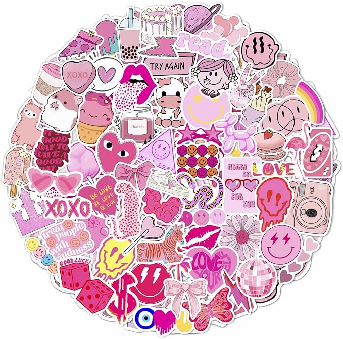 BulbaCraft 100Pcs Preppy Stickers for Water Bottle and Laptop - Preppy Party Favors & Decorations, Waterproof Vinyl Decals, Fashion and Fun Stickers, Gifts for Women & Men