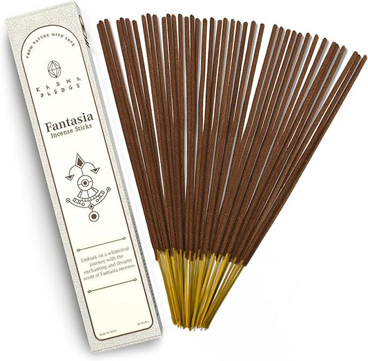 Fantasia Incense Sticks, Organic Hand Dipped Incense, Natural Herbs & Aromatic Ingredients, Contain 40 Sticks Inside, Burn Time 45 to 60 Minutes, Spiritual Gifts, Divine Incense by Karma Pledge