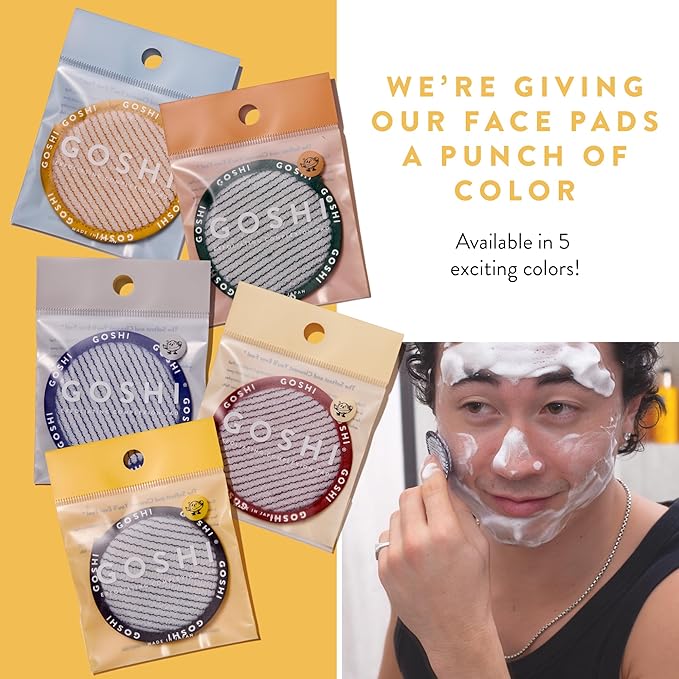 GOSHI Exfoliating Complexion Pads - Reusable, Rapid-Drying, Soft Exfoliating Face Scrubber for All Skin Types - Grey - Made in Japan