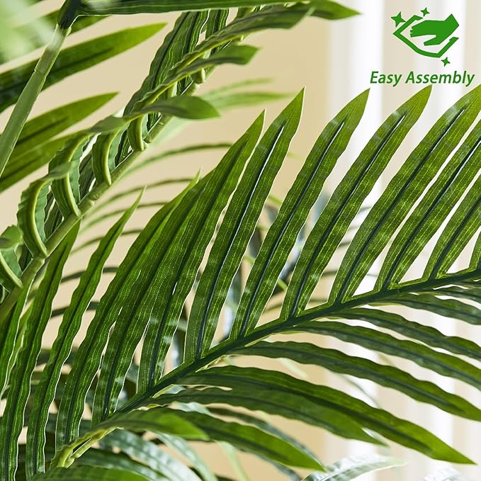 Artificial Palm Tree Indoor Plant 5FT Tall Fake Tropical Palm Tree in Pot, Real Bark Design Faux Areca Palm Tree for Home Office Living Room Bedroom Farmhouse Modern Outdoor Topiary Tree (13 Trunks)