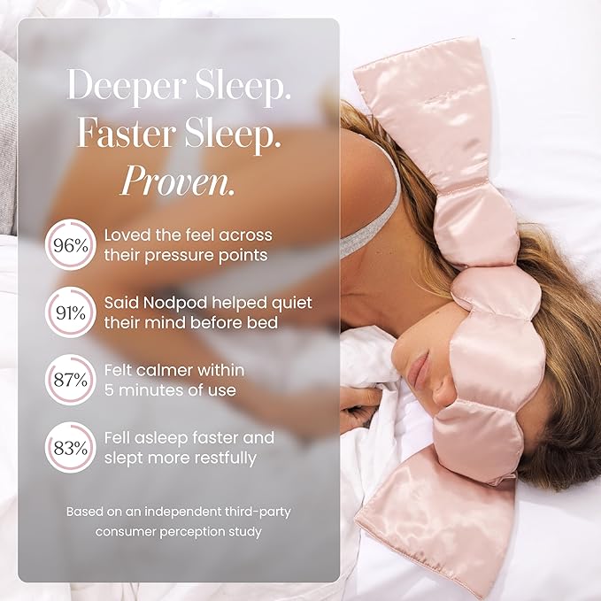 Nodpod Mineralized Silk Gentle Pressure Sleep Mask - Strap-Free, Light-Blocking Design for Sleep, Travel & Relaxation - Weighted Eye Pillow, Machine Washable (Petal)