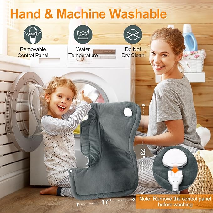 Heating Pad for Neck and Shoulders and Back, Christmas Birthday Gifts for Women Mom Wife Men Dad, Mothers Day Gifts, Weighted Neck and Shoulder Heating Pads, 6 Heat Settings 4 Auto-Off,17"x23" Gray