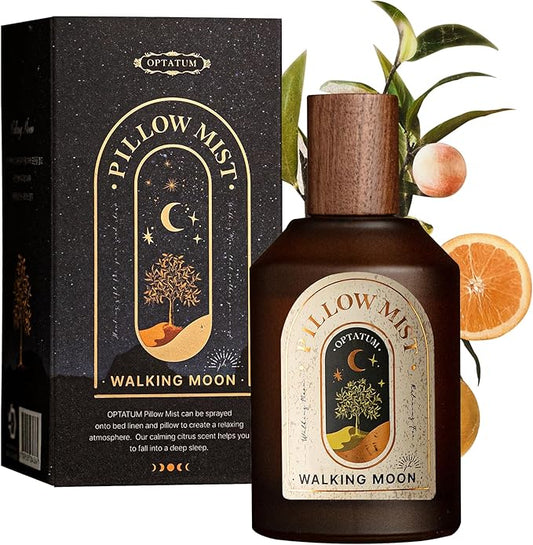 OPTATUM Pillow Mist - Aromatherapy Pillow Spray for Sheets, Linen & Bedding, Natural Essential Oils for Stress Relief, Gift for Someone Who Wants to Sleep Well - Walking Moon