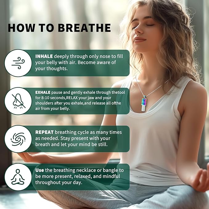 528Hz Breathing Meditation Necklace - Anxiety Relief Whistle, Stress Reduction & Mindfulness Tool for Focus, Calm Breathing - Bronze Bamboo Whistle