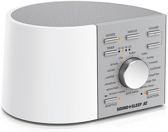 Adaptive Sound Technologies Sound + Sleep SE Noise Machine - White Noise Machine - Non-Looping Environmental/Nature Sounds for Sleep & Relaxation - with Timer & Headphone Jack - White/Silver