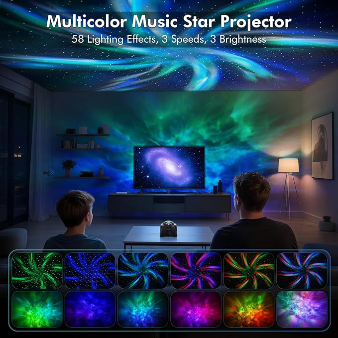 Rossetta Galaxy Projector, Star Projector for Bedroom with Bluetooth Speaker & White Noise, Remote, Timer, Night Light for Kids Room Decor, Party, Birthday & Christmas Gifts for Adults Teen Girls Boys