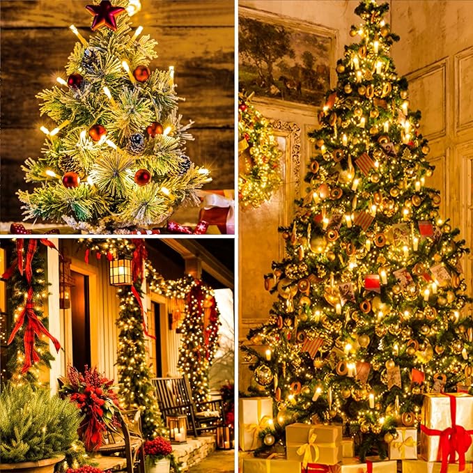 125FT 380 LED Warm Christmas Lights, Plug in Christmas String Lights Connectable, Timer & Memory, Waterproof Twinkle Tree Light for Indoor Outdoor Classroom Patio Yard Holiday Decoration