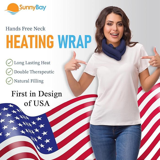 SunnyBay Microwave Heating Pad, Microwavable Heated Neck and Shoulder Wrap with Wide Neck Coverage, Hands-Free Moist Aromatherapy Hot Pack with Lavender, 26x7 Inches, 2.5 lbs, Navy Blue
