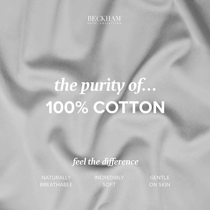 Beckham Hotel Collection Bed Pillowcases Standard/Queen Size Set of 2, 500TC 100% Cotton, Luxury Sateen Bedding, Open End, Breathable, Moisture-Wicking, White