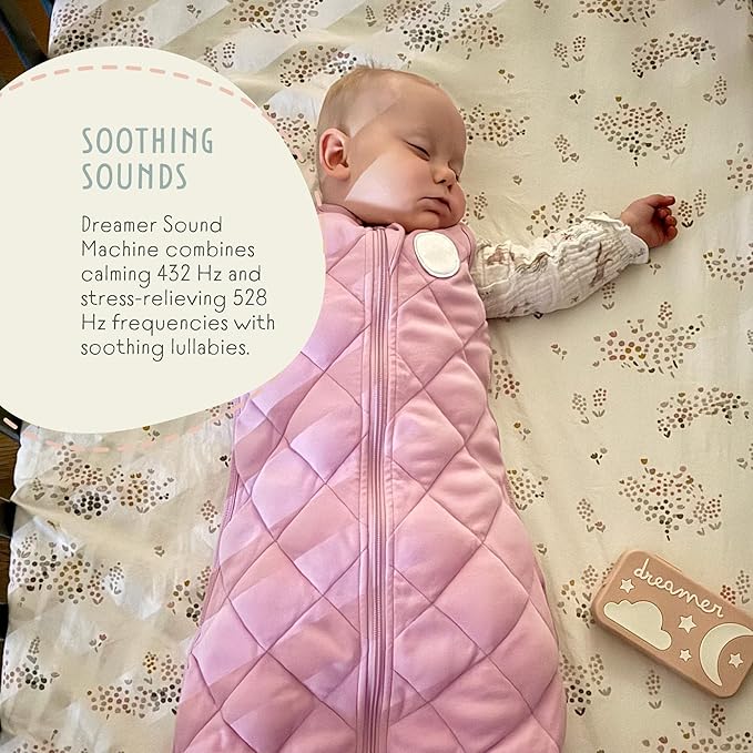 Dreamer Sound Machine - Portable BPA-Free Silicone Sleep Aid with Sleep-Promoting Frequencies, Night Light & Soothing Sounds for Babies & Kids - Peach