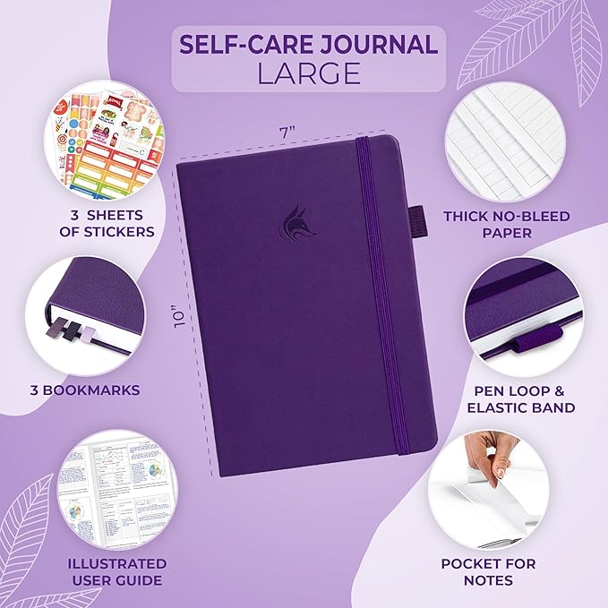 Clever Fox Self-Care Journal – Wellness & Daily Reflection Notebook – Mental Health & Personal Development – Self-Care, Meditation & Mood Journal for Women & Men – Large (Purple)