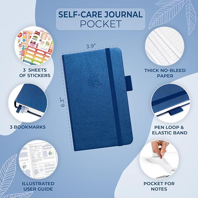 Clever Fox Self-Care Journal Pocket – Daily Reflection Notebook – Mental Health & Personal Development Planner, Meditation & Mood Log (Mystic Blue)
