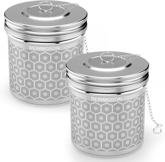 2 Pack Reinmoson Extra Large Tea Infuser for Loose Tea & Spice Infuser for Cooking, Extra Fine Mesh Large Tea Strainers for Loose Tea, 304 Stainless Steel Loose Leaf Tea Steeper