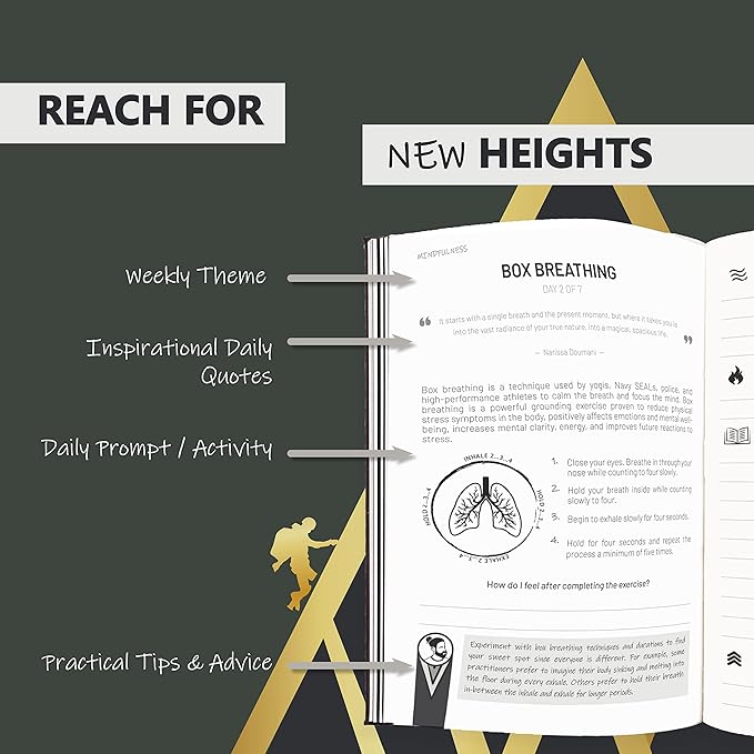 The Vibe Journal 13-Week Guided Mindfulness Journal for Men | Thoughtful Daily Prompts, Practical Exercises, and Habit-Building Tools | A5 Size | Premium Self-Care and Writing Gift