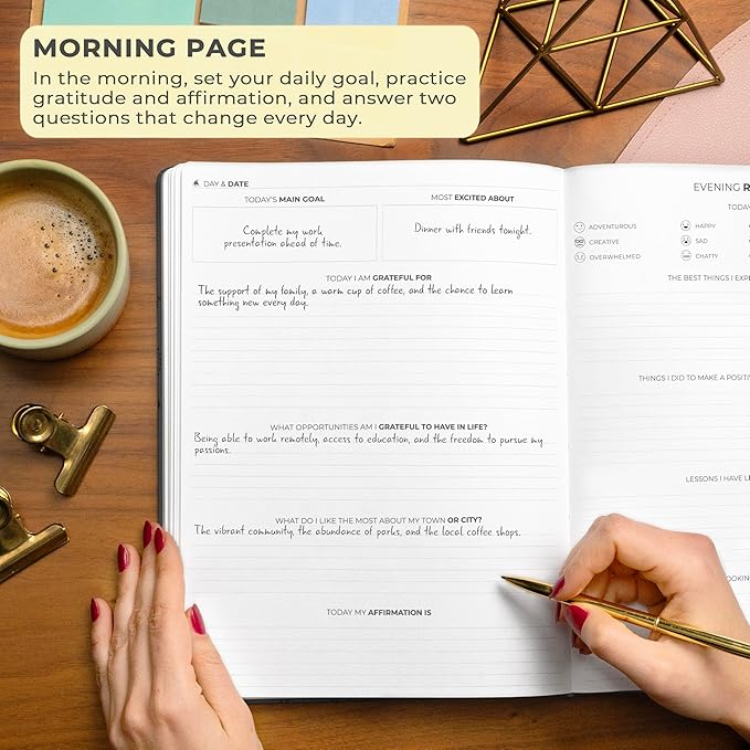 Clever Fox Gratitude Journal Large – Happiness, Positivity & Affirmation Journal – Inspirational Daily Notebook, 3 Months, 8.3x11” (Black)