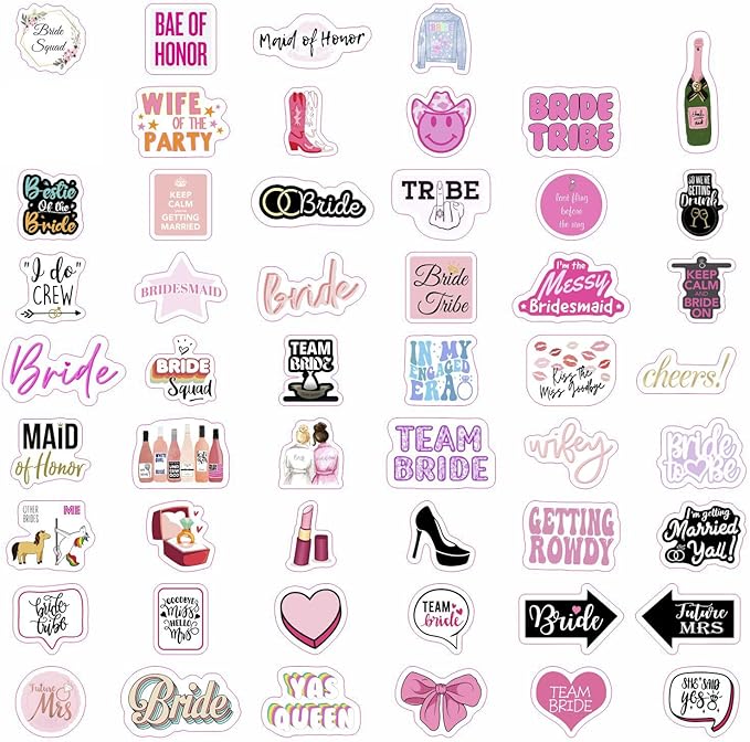 BulbaCraft 100Pcs Bachelorette Stickers, Bachelorette Party Stickers for Scrapbook, Laptop, Gifts for Women & Men