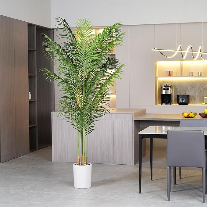 Artificial Palm Tree 7.2Ft Tall Large Fake Plant Indoor Decorative Faux Silk Green Potted Plants for Office Living Room Outdoor Home Decor (2 Pack)