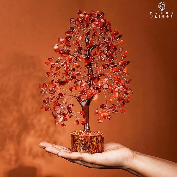 Crystal Tree of Life Carnelian Healing Crystal Trees for Home & Office Decoration, Handmade Crystal Money Bonsai Trees for Positive Energy, Good Luck, Christmas Decor, Birthday Gifts for Women, Mom