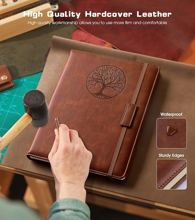 Lined Journal Notebook for Women Men,256 Pages B5 Large Hardcover Leather Journals for Writing,Travel,Business,Work,School,College Ruled Notebooks for Note Taking,Diary Notepad 7.8"×10.2"