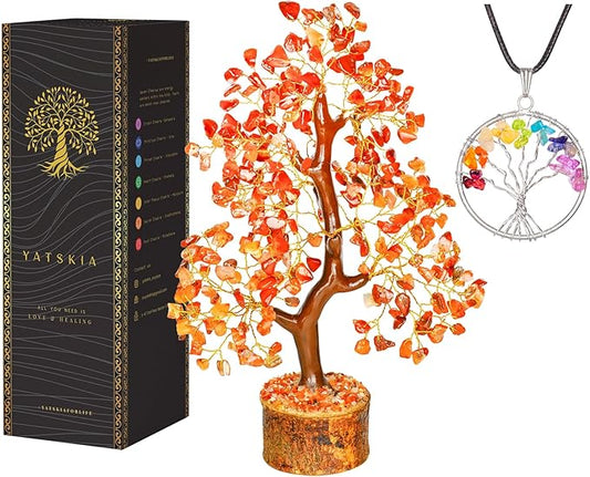 Carnelian Crystal Tree - Home Decor - Bonsai Tree - Tree of Life Decor - Spiritual Decor - Crystal Decor - Good Luck Gifts - Meditation Accessories - Money Tree - Desk Decor - Good Luck Charms