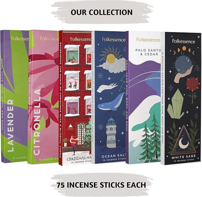 Folkulture Palo Santo Incense Sticks | Pack of 75 Non Toxic Cedar Incenses Stick for Meditation with 45 Min Burn Time | Organic Insence-Sticks | Aromatherapy Box Inscents-Stick for Spiritual Practice