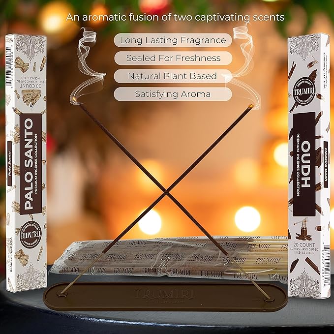 Trumiri Incense Sticks - Combo Pack of 40 Insence-Sticks - 20 Palo Santo + 20 Oud - Insenses - Insents - Incents - Inscense - Incence - Incienso - All Natural Incense Sticks