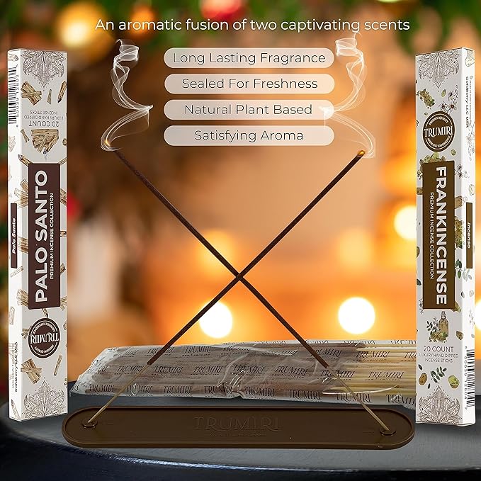 Trumiri Incense Sticks - Combo Pack of 40 Insence-Sticks - 20 Palo Santo + 20 Frankincense - Insenses - Insents - Incents - Inscense - Incence - Incienso - All Natural Incense Sticks