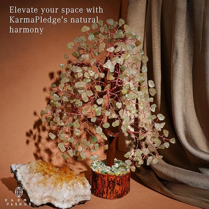 Crystal Tree of Life Green Aventurine Healing Crystal Trees for Home & Office Decoration, Handmade Bonsai Trees for Positive Energy, Money, Good Luck, Christmas Decor, Birthday Gifts for Women, Mom